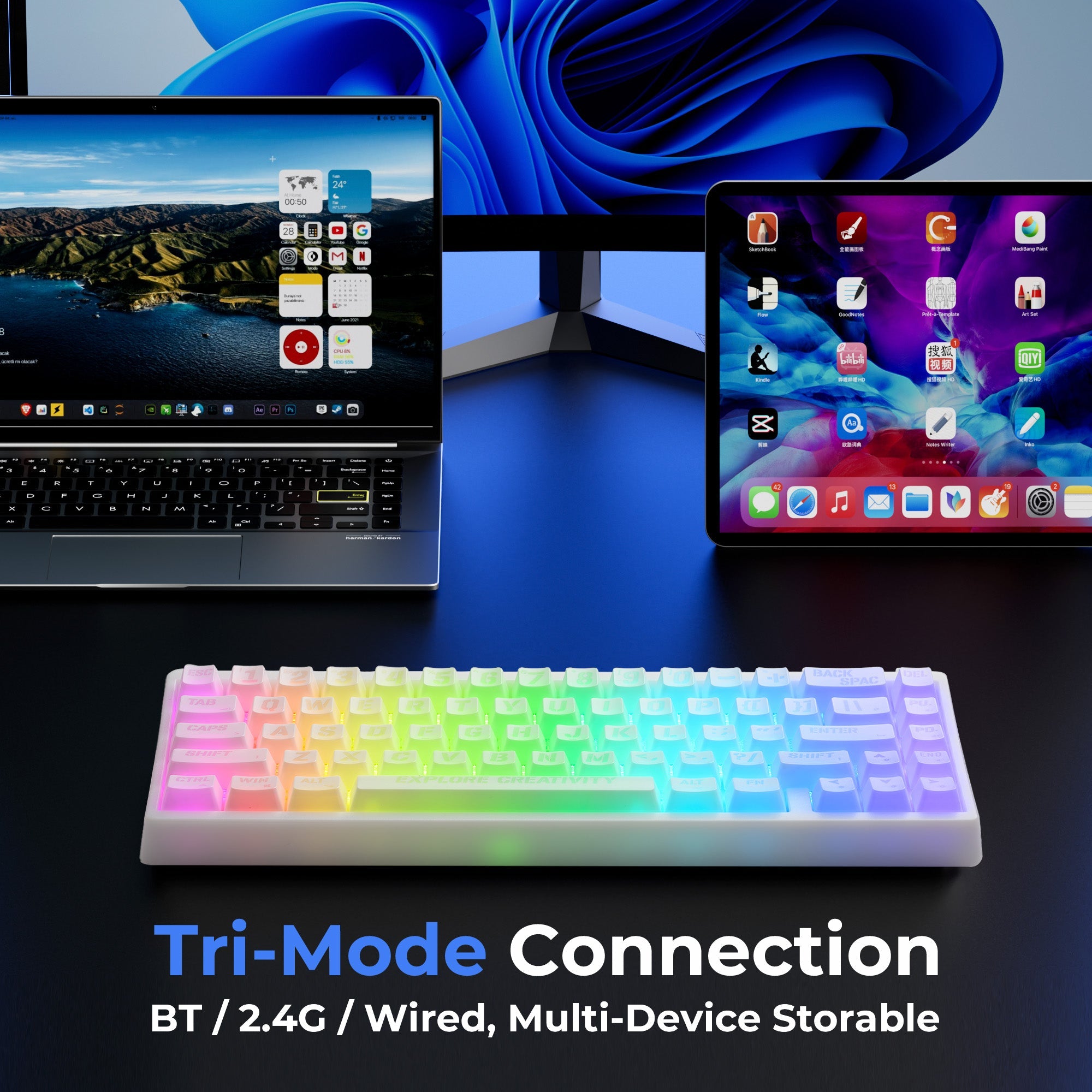 M67 JadeStone Miami Tri-Mode RGB Mechanical Keyboard