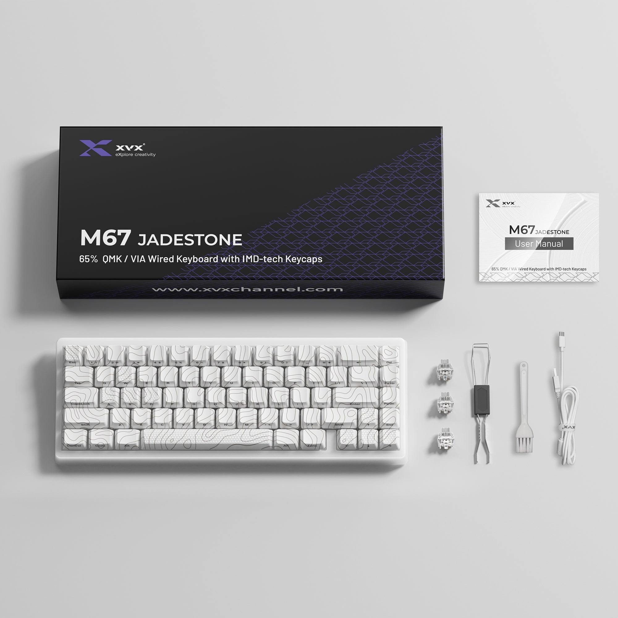 M67 JadeStone Stellar White Tri-Mode RGB Mechanical Keyboard
