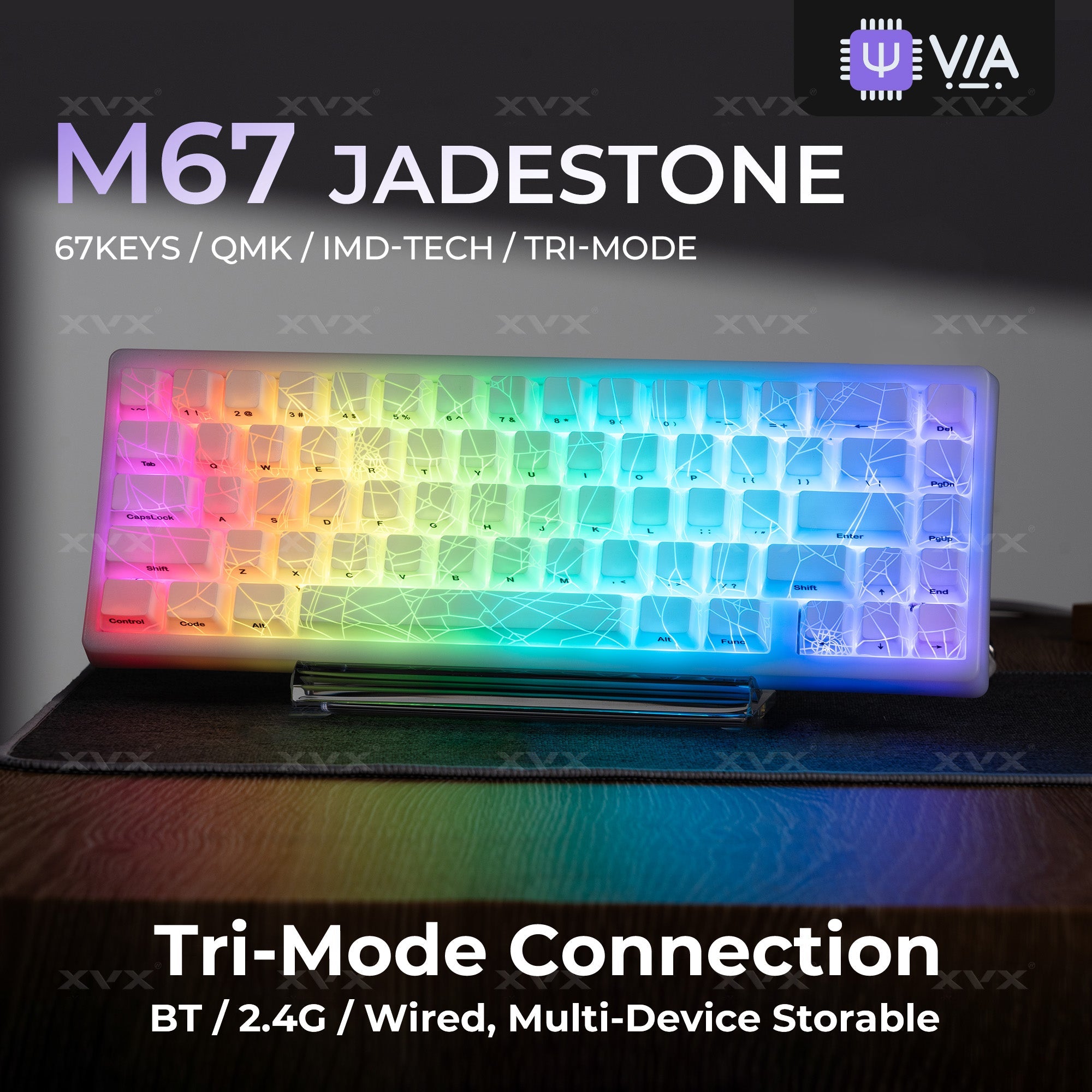 M67 JadeStone Spider Web Tri-Mode RGB Mechanical Keyboard