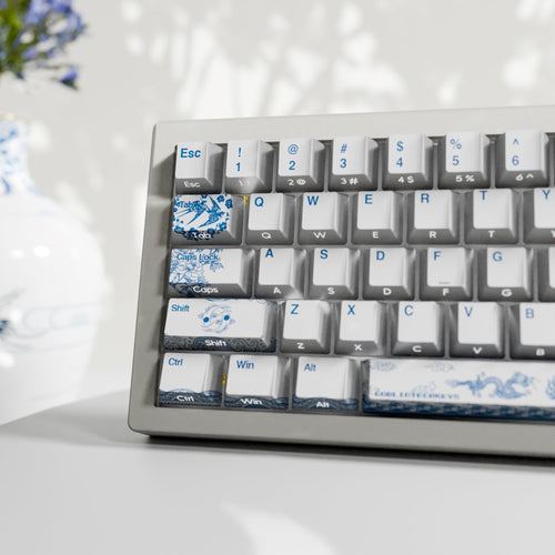 Blue Pottery Design Keycaps and Mechanical Keyboard